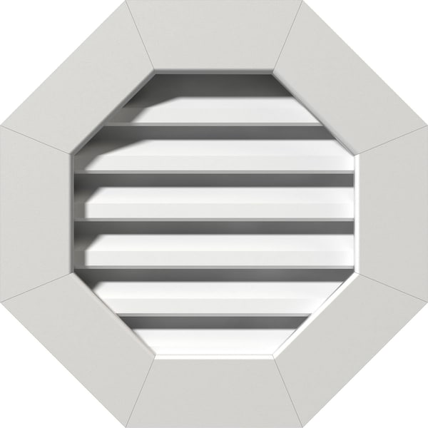 Ekena Millwork Octagonal Gable Vent Functional, PVC Gable Vent w/ 1" x 4" Flat Trim Frame, 14"W x 14"H GVPOC14X1401FUN - main